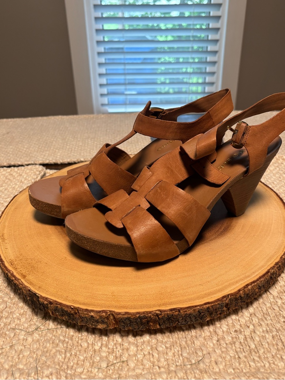 Franco Sarto Tan Strappy Wedge Sandals